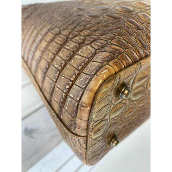 BRAHMIN BROWN AND GOLD SHIMMER CROCK LEATHER SHOULER BAG - Picture 11 of 16